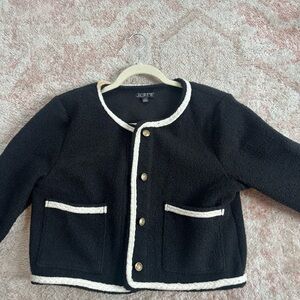 J. Crew Black and White Knit Blazer with Classic Trim